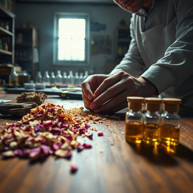 Luxury perfume oil discovery set featuring oud, vetiver, and sandalwood