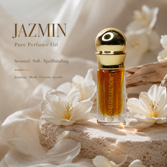 Jasmine perfume oil, musky, creamy woods