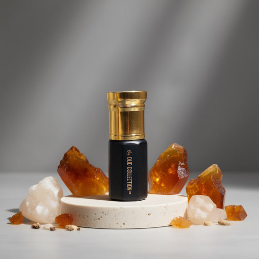 Amber, ambergiris, resinous warmth, soft woods, perfume oil