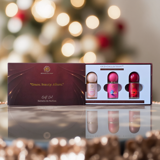 Luxury fragrance gift set with three extrait de parfums